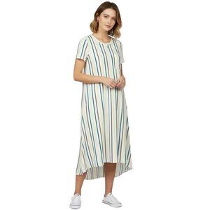LulaRoe Women's Multicolor Vertical Stripes High-Low Carly Swing Dress Size XXS